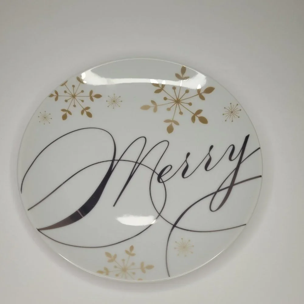Pier 1 Imports Holiday Season Appetizer Plates Set of 4 Christmas Wish 6